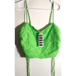 Urban Outfitters Women's Size Medium Neon Green Stretch Crop Summer Tank Top